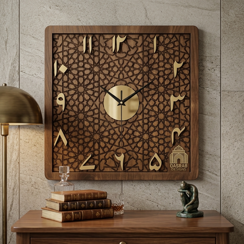 15" Square Arabic Numeral Wall Clock