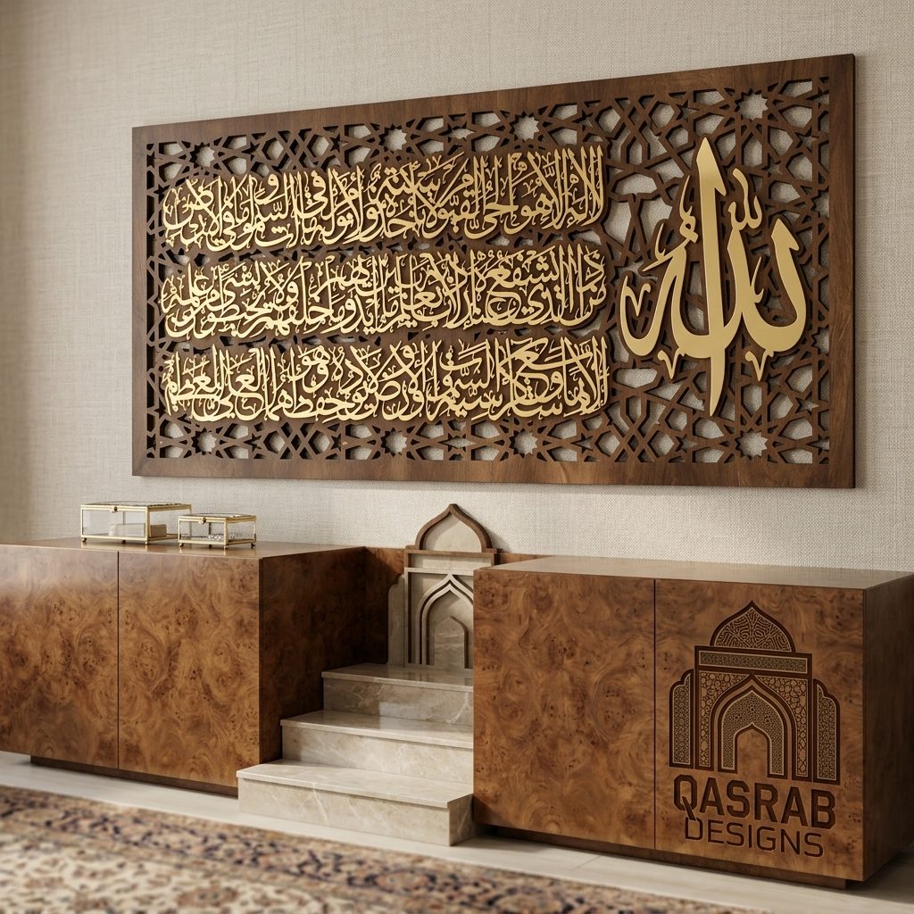 Ayat ul Kursi Islamic Wall Art — 3D Gold Calligraphy