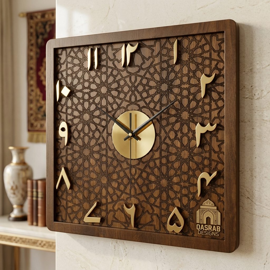 Moroccan Geometric Wooden Wall Clock