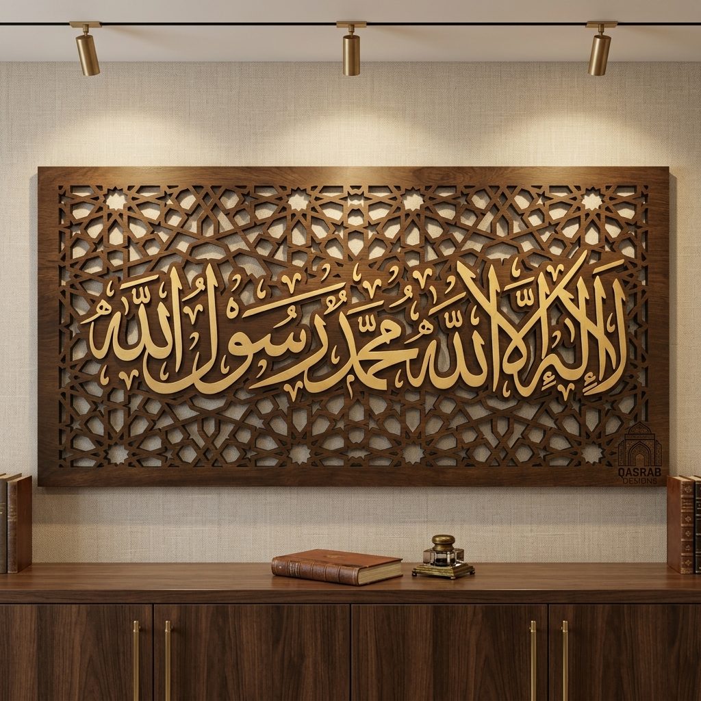 Islamic Wall Art — 3D Shahada Calligraphy